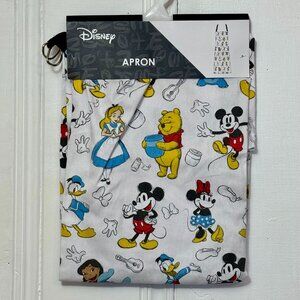 New Disney Kitchen Apron Mickey Minnie Mouse Donald All Over Print